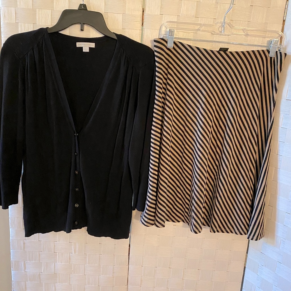Classy skirt and cardigan outfit- Ann Taylor & New York Company